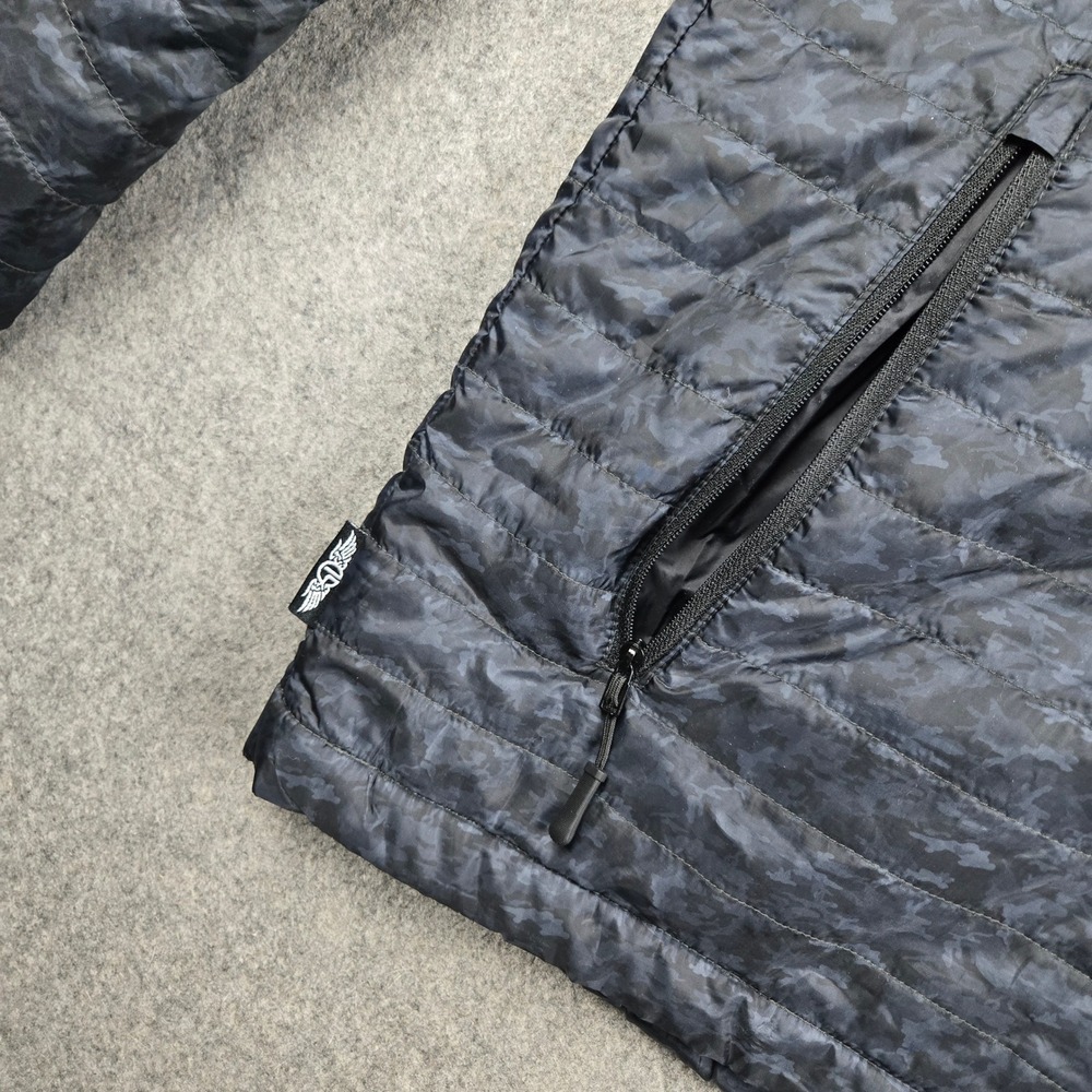 Straight Down Jacket Mens XXL Blue Camo Puffer Quilted Full Zip Golf Gorpcore - Picture 3 of 13